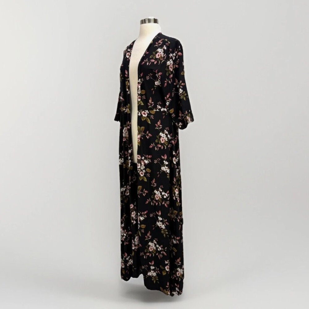 Mia Joy Joyfolie Kathleen Black Floral Duster Long Top‎ Festival Boho Feminine - Picture 10 of 15